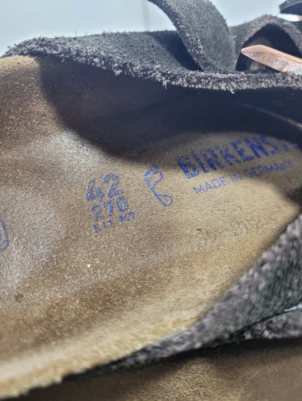 Birkenstock Arizona Suede Soft Footbed Black Gray EU 42 US Men 9 Women 11 Narrow